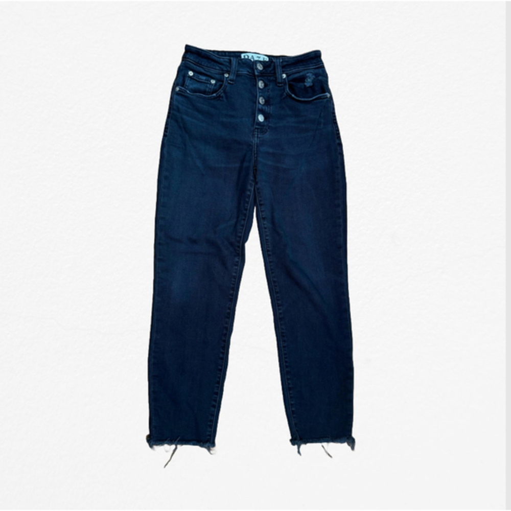 DAZE Denim High Waist Button Fly Dark Wash Ankle Straight Leg Jeans